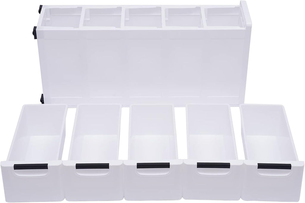 White 5 Drawer Plastic Storage Cabinet with Wheels V785126