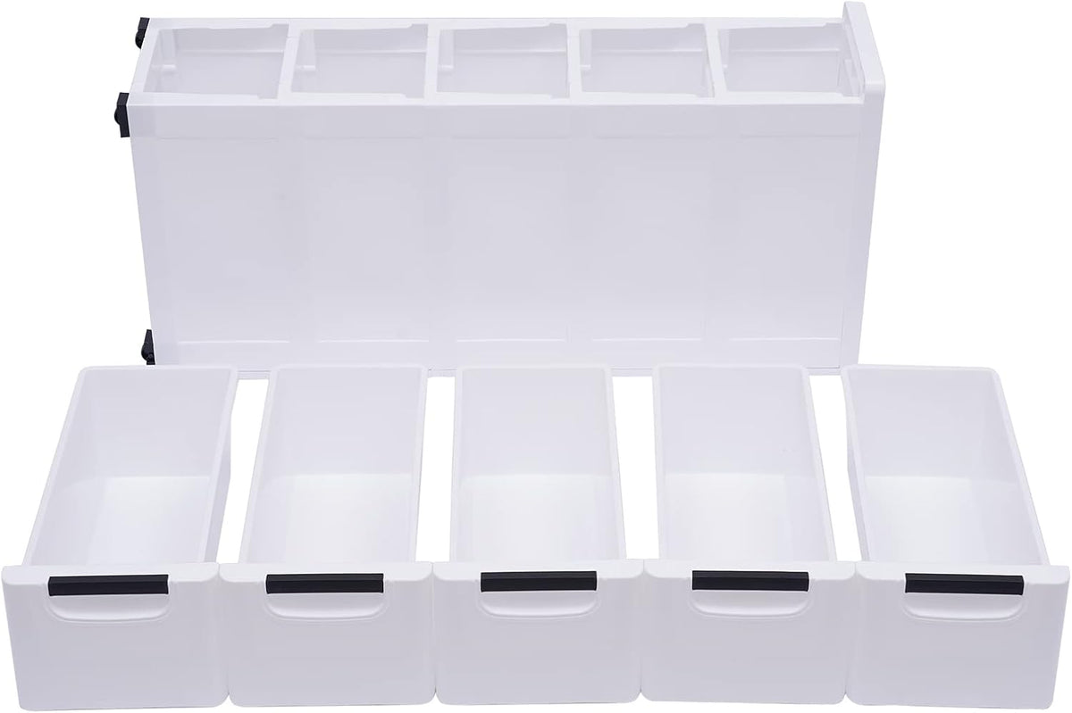 White 5 Drawer Plastic Storage Cabinet with Wheels V785126