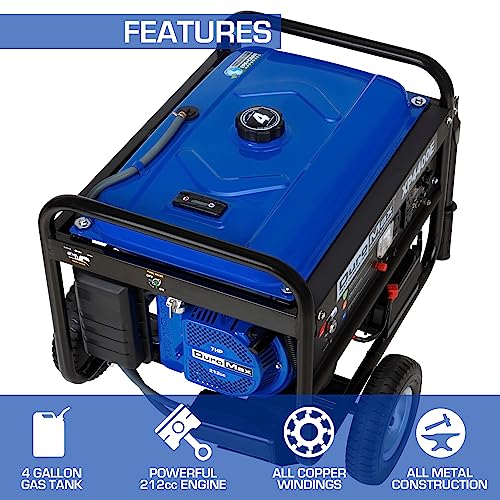 Blue Black Gas Powered Portable Generator 4400 Watt Electric Start S87023