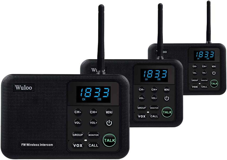 Wireless Intercom System 1 Mile Range 22 Channel 3 Stations White H152