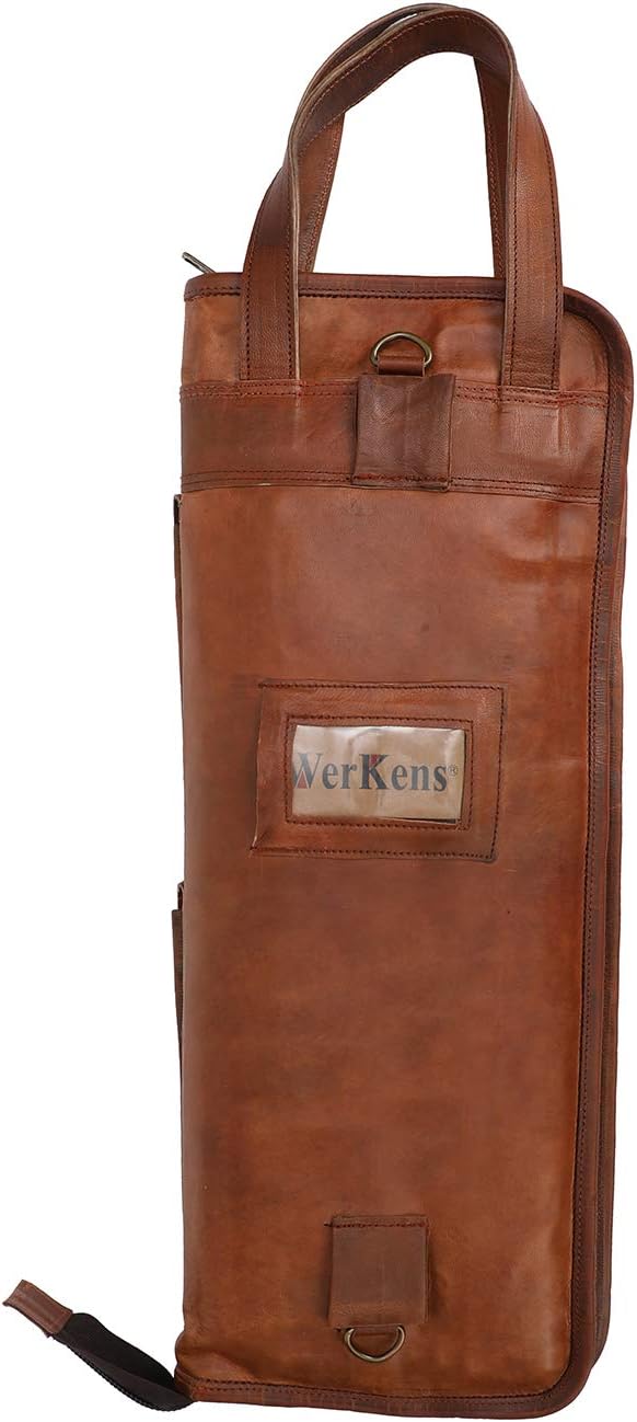 Leather Drumstick Bag Holds 10-12 Pairs Brown Z585404
