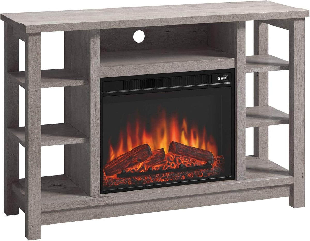 Fireplace Credenza, Carbon Oak Finish E870740