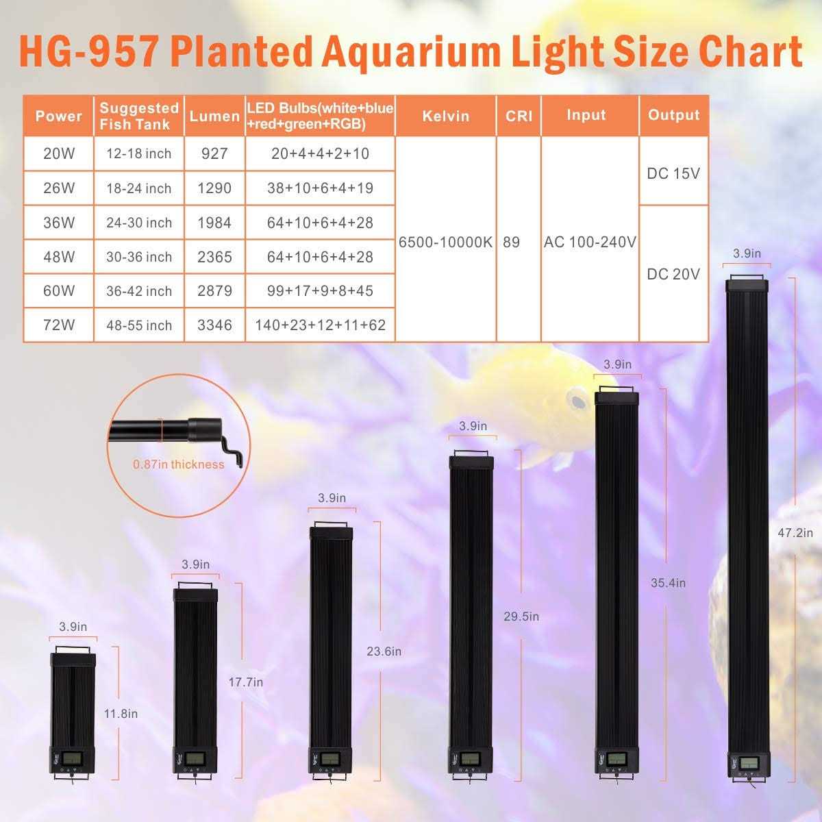 Extendable 7 Colors Full Spectrum LED Aquarium Light Fixture V390980