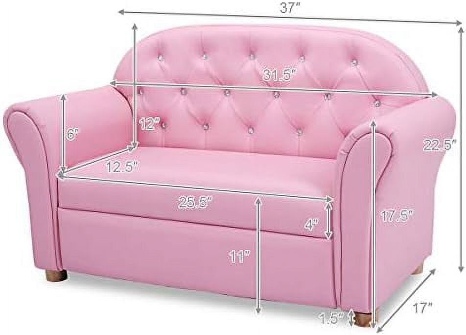 Pink PU Leather Sofa with Wood Construction E65347