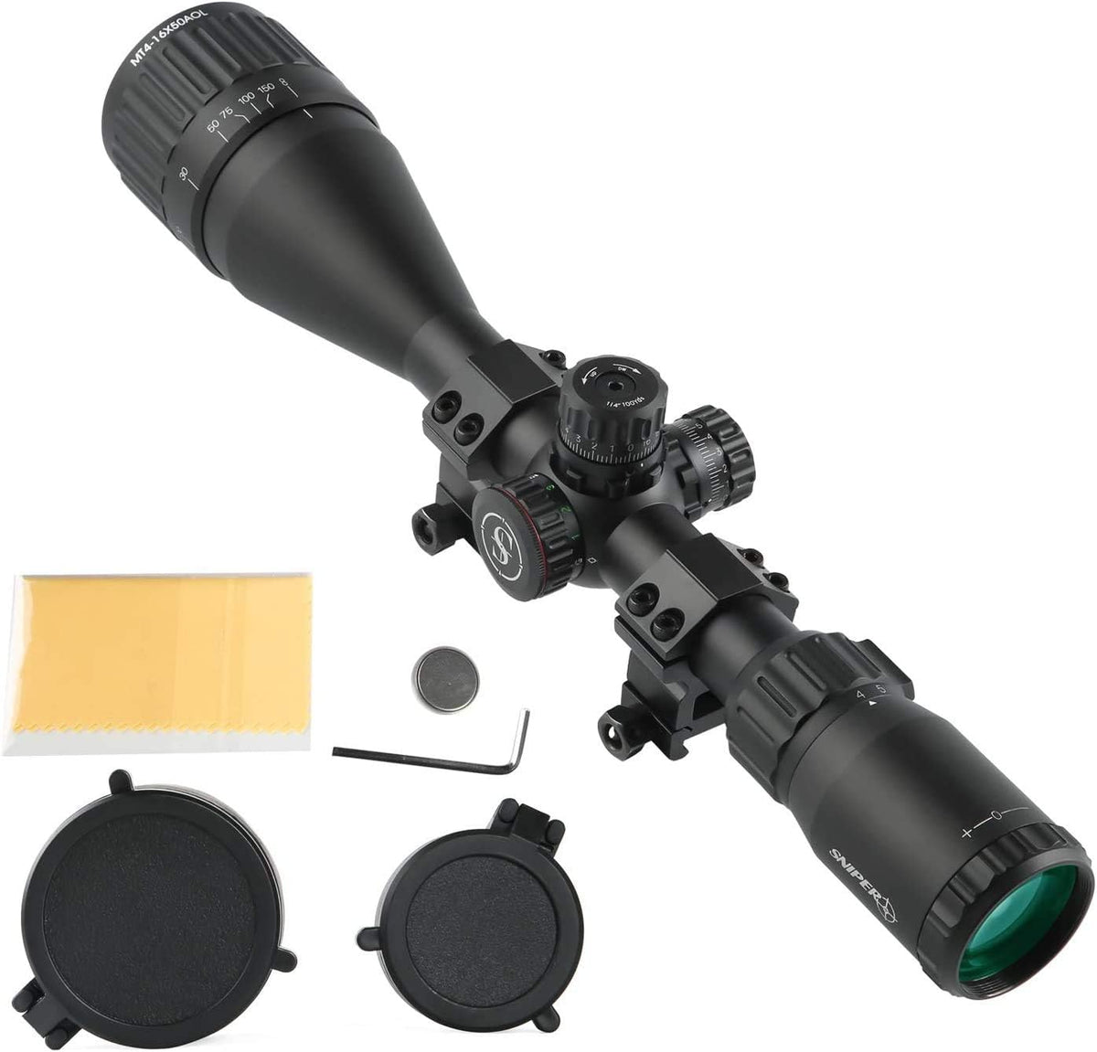 Hunting Rifle Scope 16X50AO Red Green Illuminated Mil Dot Reticle Multi-Coated Lens M19893