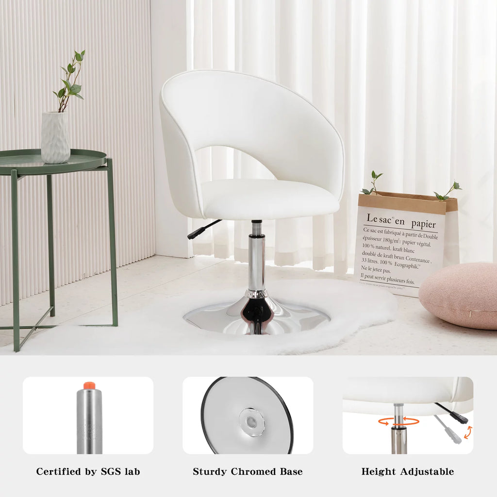 White Faux PU Upholstered Swivel Accent Chair E820