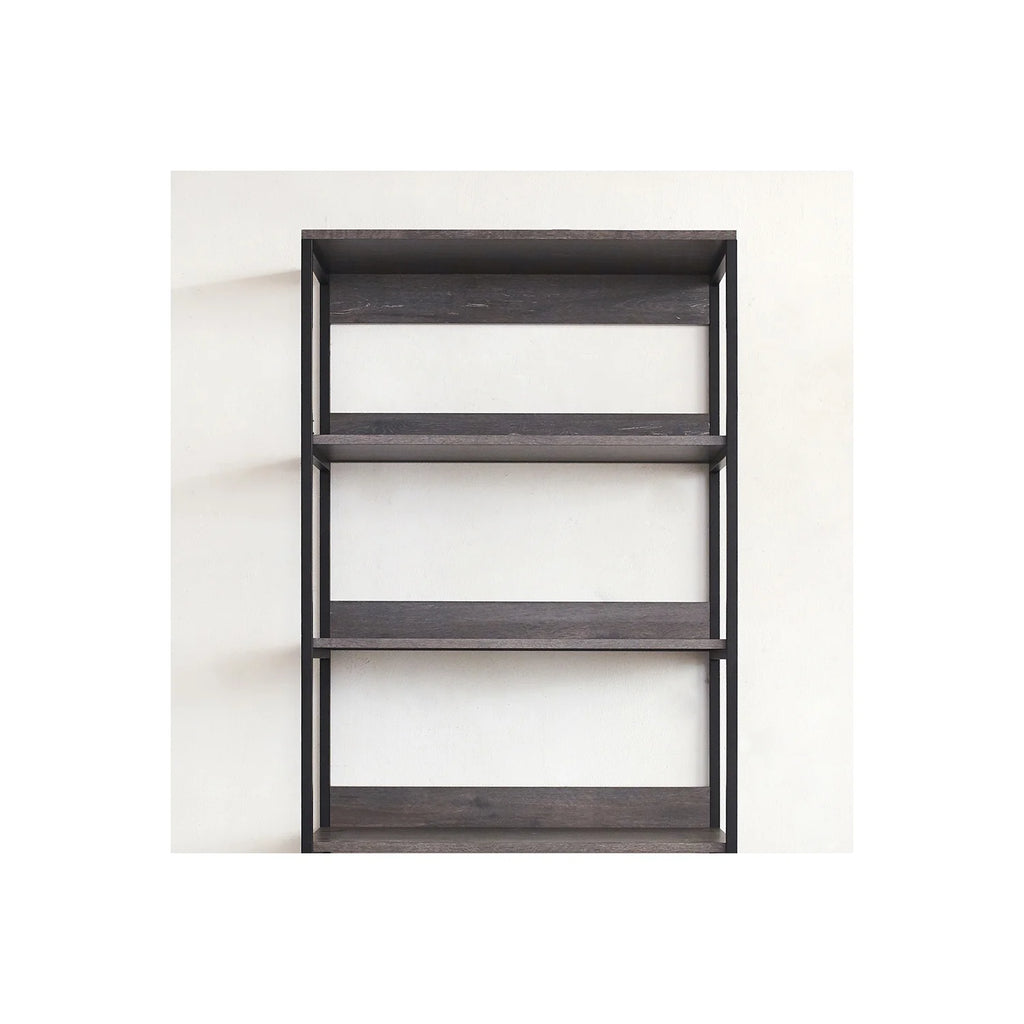Rustic Gray Wood and Metal Walk-in Closet with 5 Shelves O983