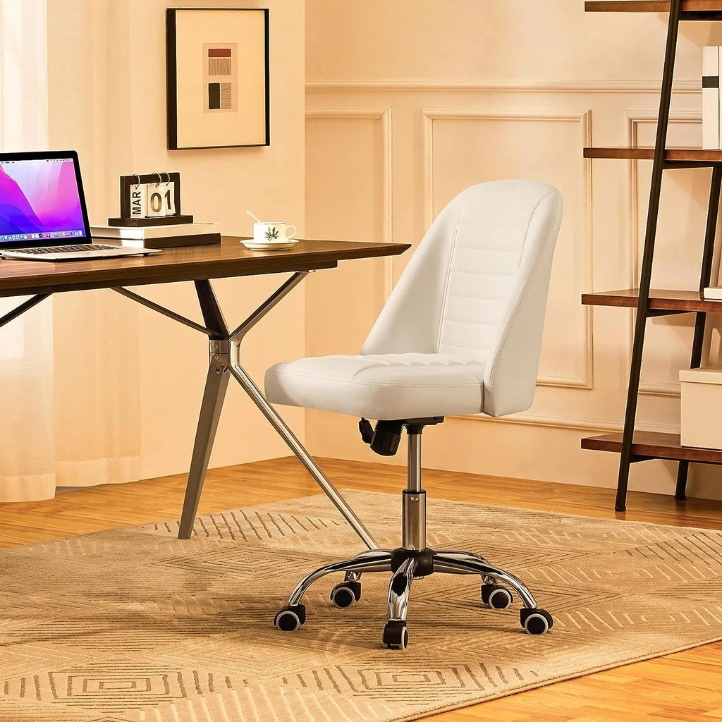 PU Leather Armless Office Chair with Rolling Wheels P295682
