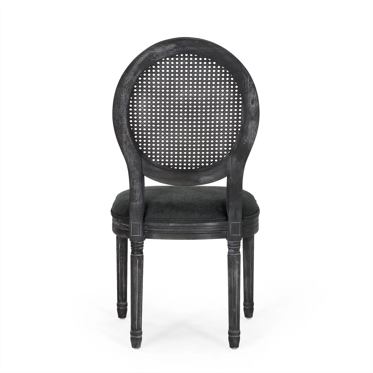 Upholstered Wood and Cane Dining Chairs, Set of 4 I5898