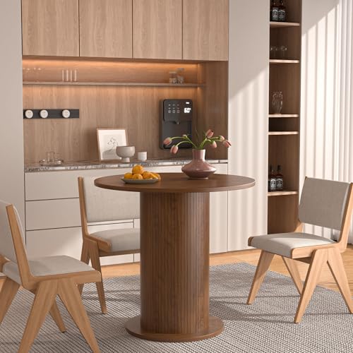 Round Dining Table for 2 with Wood Strip Base C911