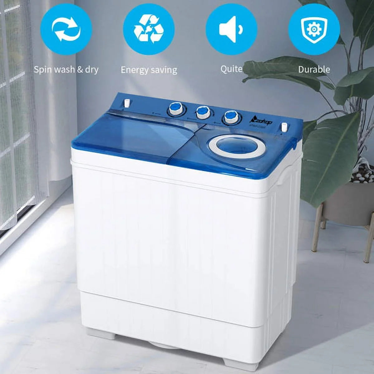 Semi-automatic Twin Tub Washing Machine, White&Blue R348