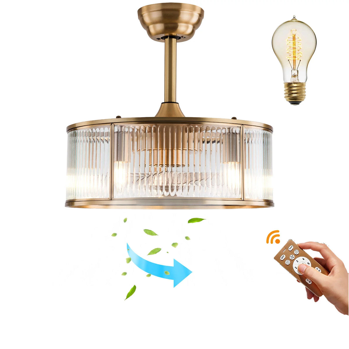 18inch Caged Ceiling Fan Light with Remote Control Q997870