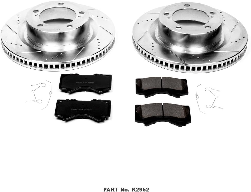 Front Z23 Carbon Fiber Brake Pads with Drilled & Slotted Brake Rotors Kit B4398