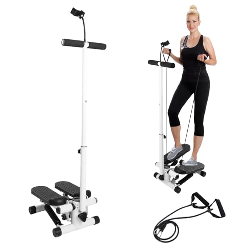Adjustable Height Stair Stepper with Resistance Bands and LCD Monitor H900605