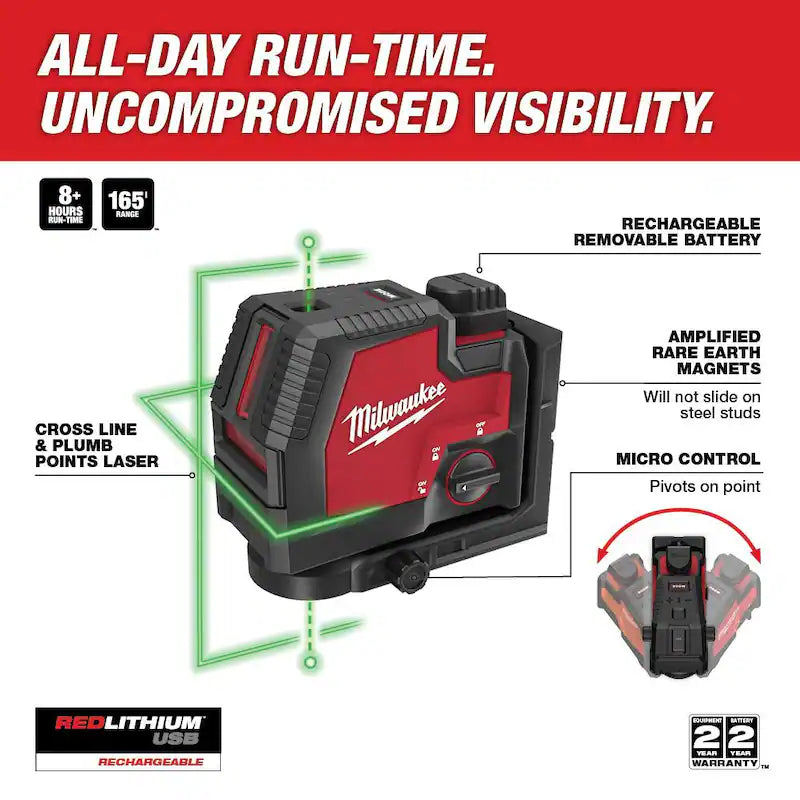 Green 100 ft. Rechargeable Laser Level with Lithium-Ion USB Battery O151