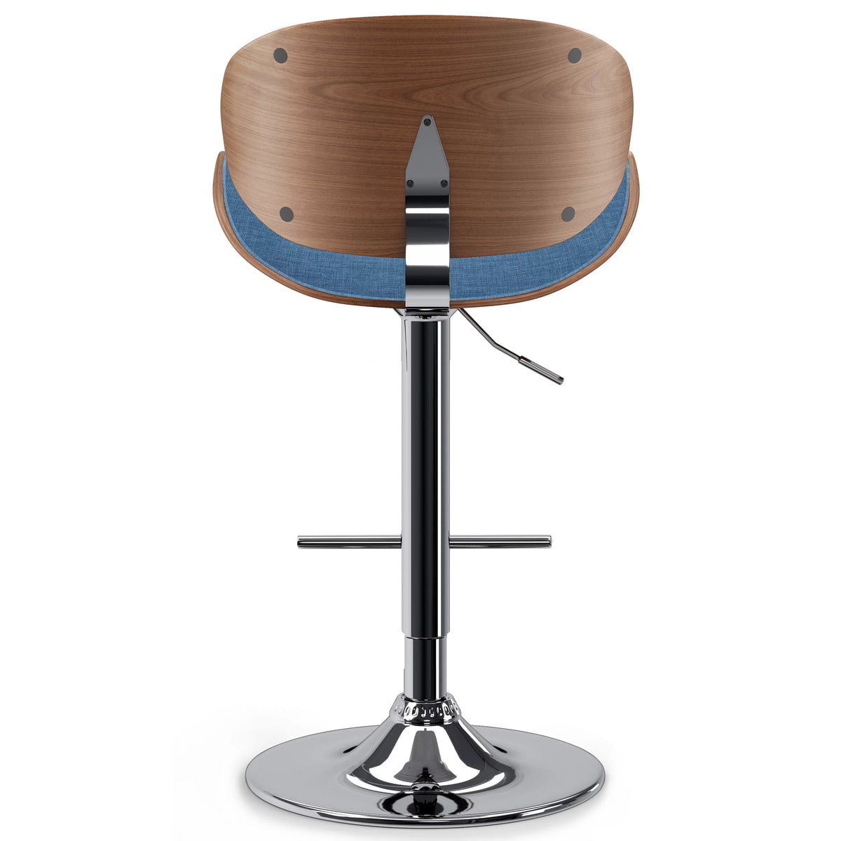 Blue Linen Look Fabric Adjustable Height Bar Stool Z694792