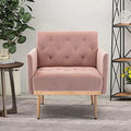 Pink Velvet Single Sofa Arm Chair with Metal Legs V688