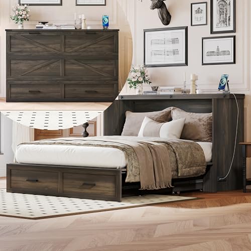 White Queen Murphy Cabinet Bed with Charging Station K25798
