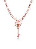 1.00 Ct Mystic Topaz Heart Key Pendant with Paperclip Link Chain 18 inch A9463