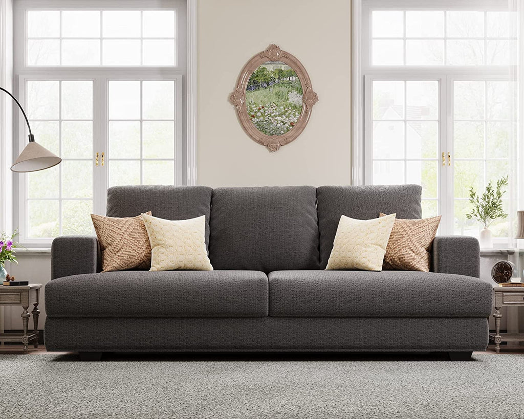 3 Seater Grey Chenille Sofa with Extra Deep Seat E45525
