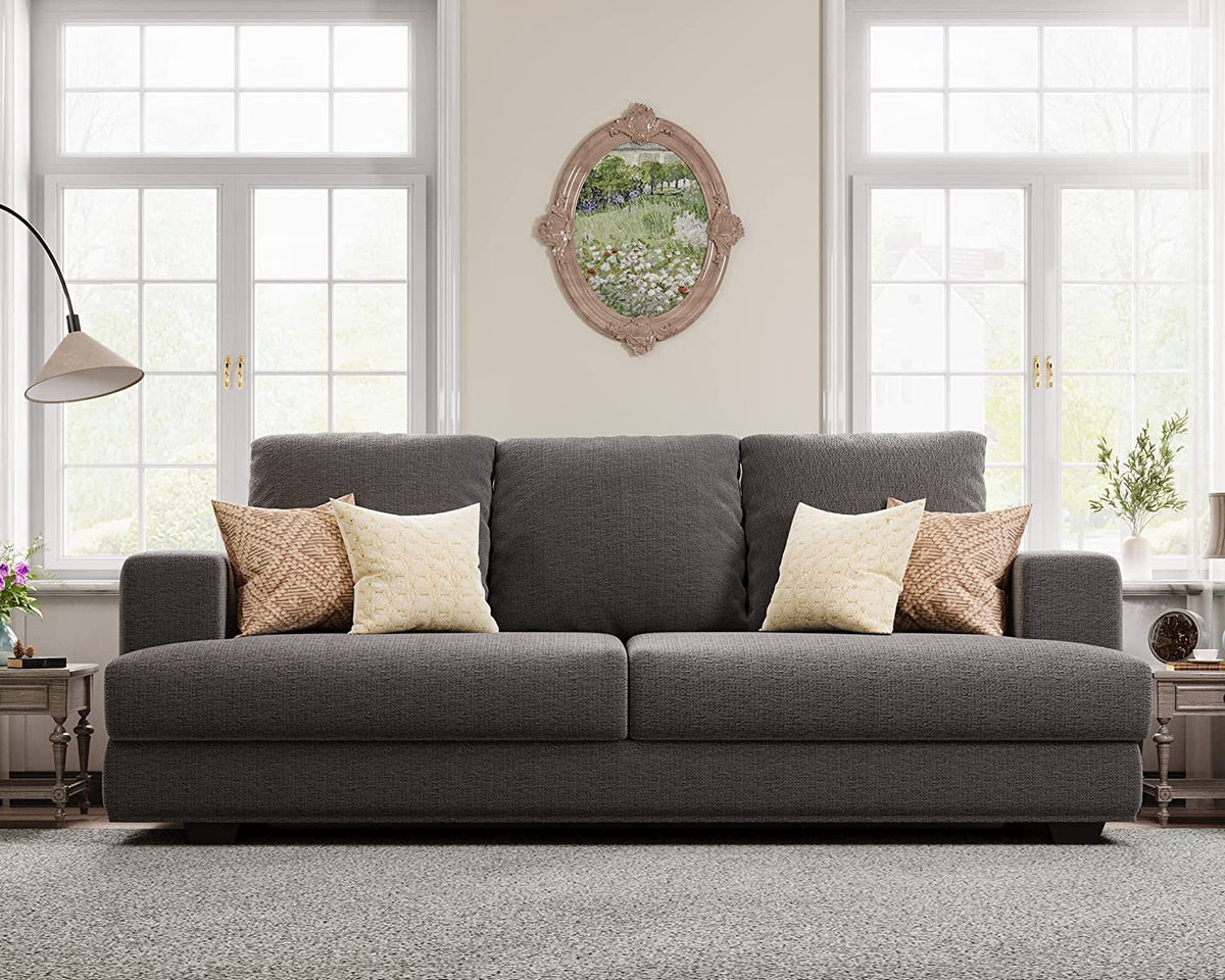 3 Seater Grey Chenille Sofa with Extra Deep Seat E45525