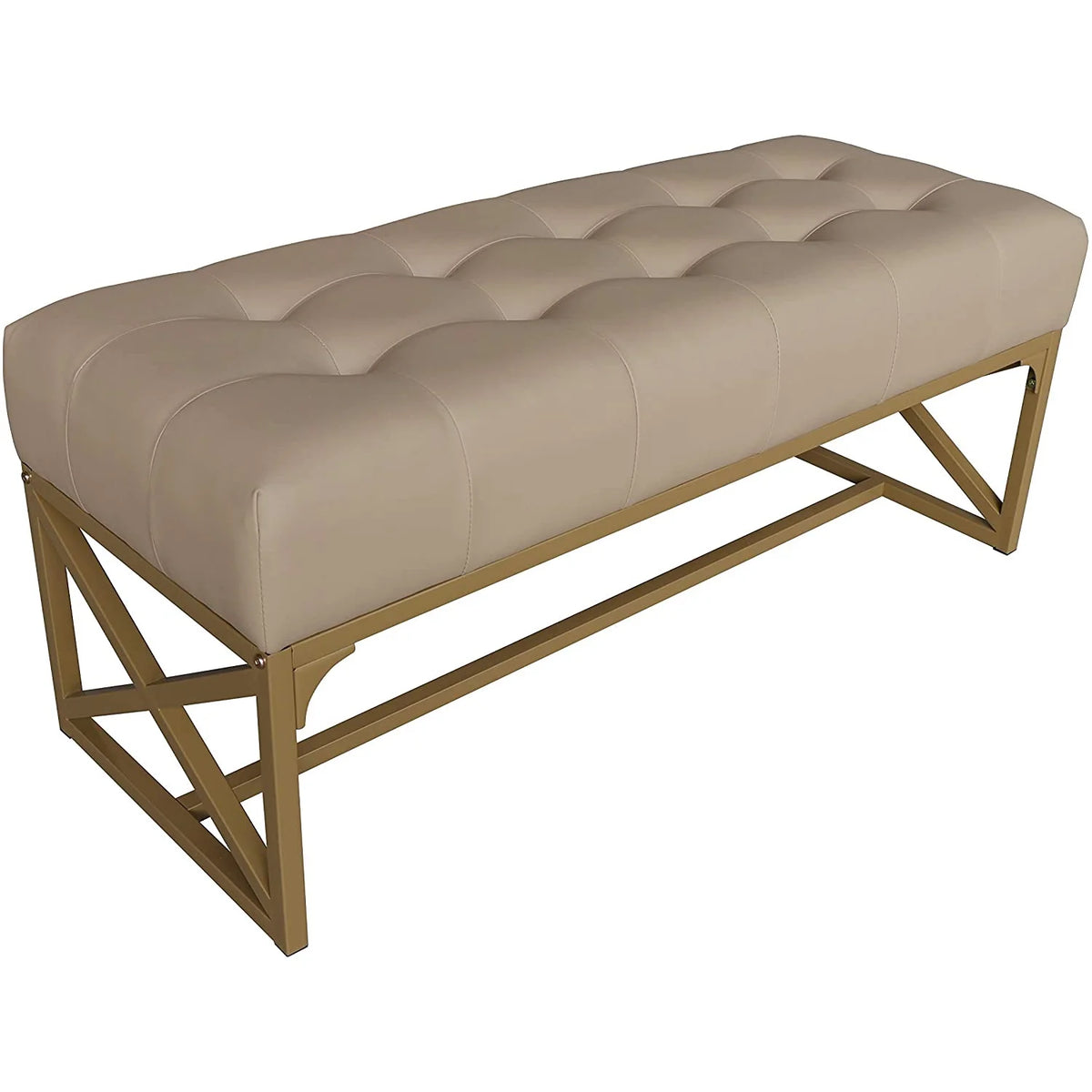 Faux Leather Bench 40.2 Inches Gold T969