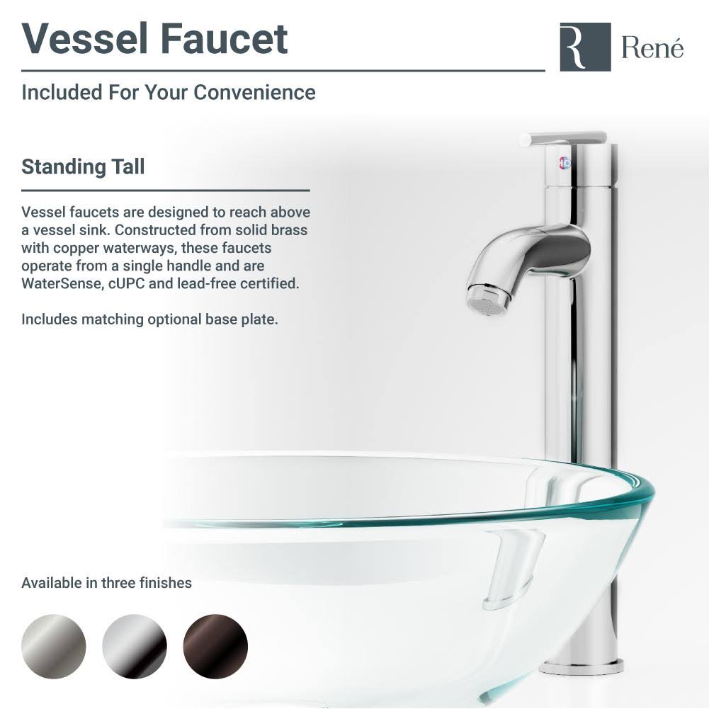 16-5/8x22 Glass Vessel Bathroom Sink with Vessel Faucet P953091