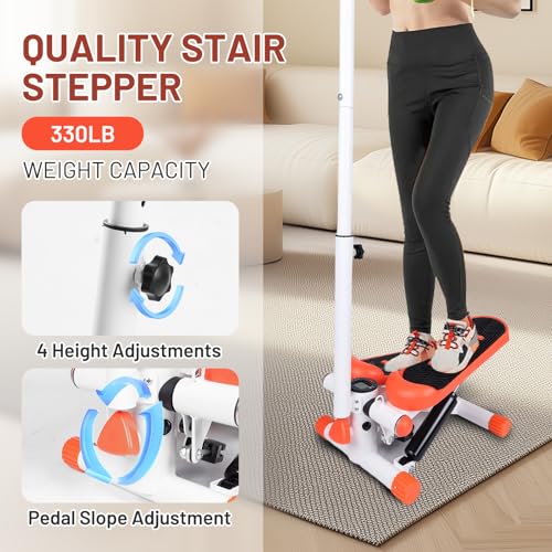 Adjustable Height Stair Stepper with Resistance Bands and LCD Monitor H900605