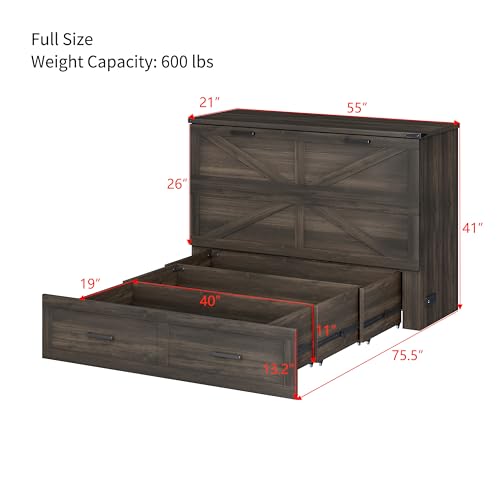 White Queen Murphy Cabinet Bed with Charging Station K25798