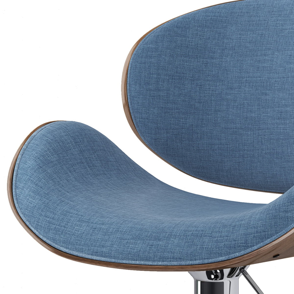 Blue Linen Look Fabric Adjustable Height Bar Stool Z694792