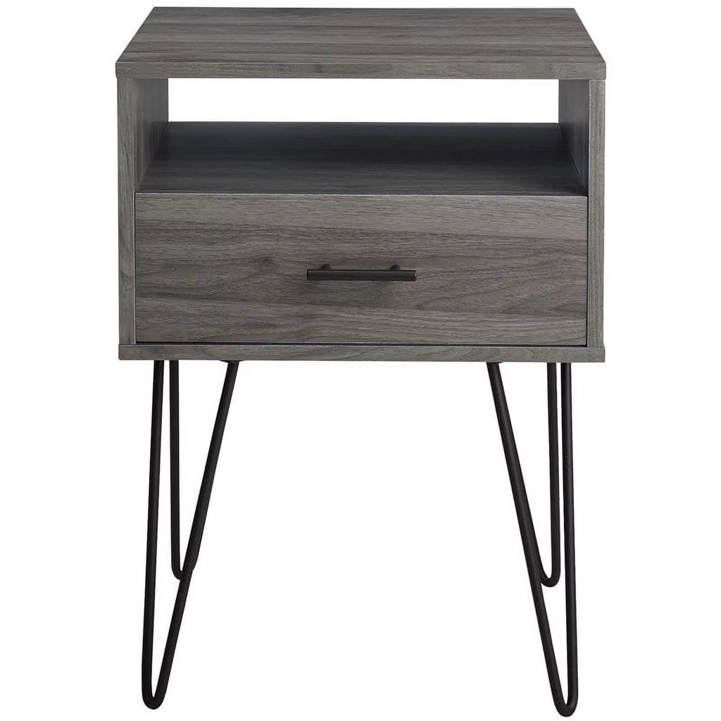18" Single Drawer Hairpin Leg Nightstand D643