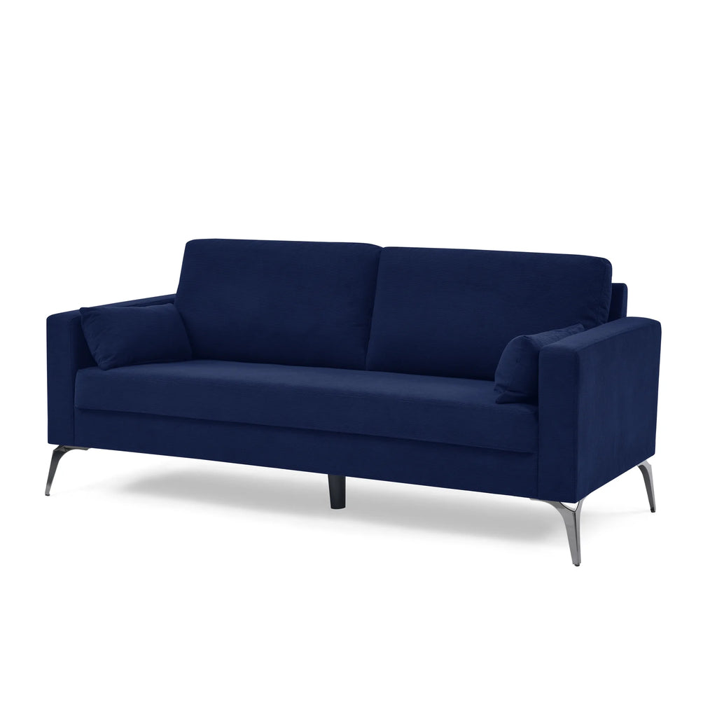 Navy Corduroy 3-Seater Sofa with Two Small Pillows M765