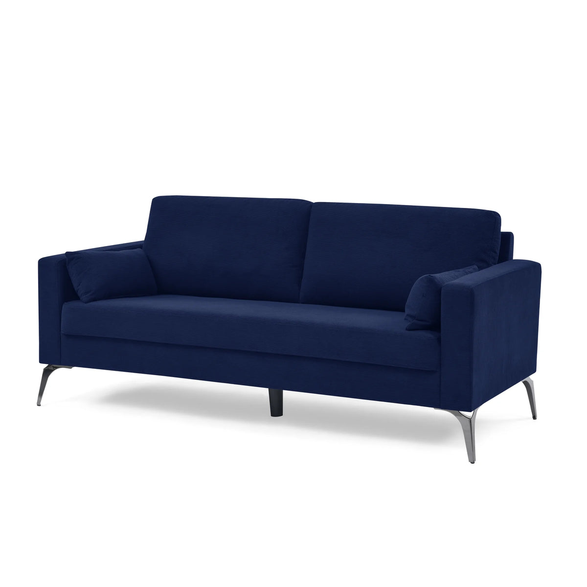 Navy Corduroy 3-Seater Sofa with Two Small Pillows M765
