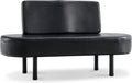 Black Leather Upholstered Bench with Backrest O157