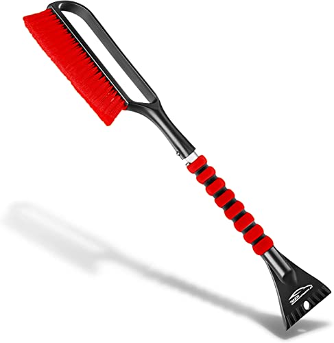 27" Snow Brush & Ice Scrapers with Foam Grip, Detachable, Gray O826
