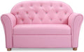 Pink PU Leather Sofa with Wood Construction E65347