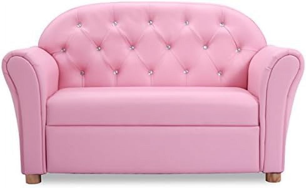Pink PU Leather Sofa with Wood Construction E65347