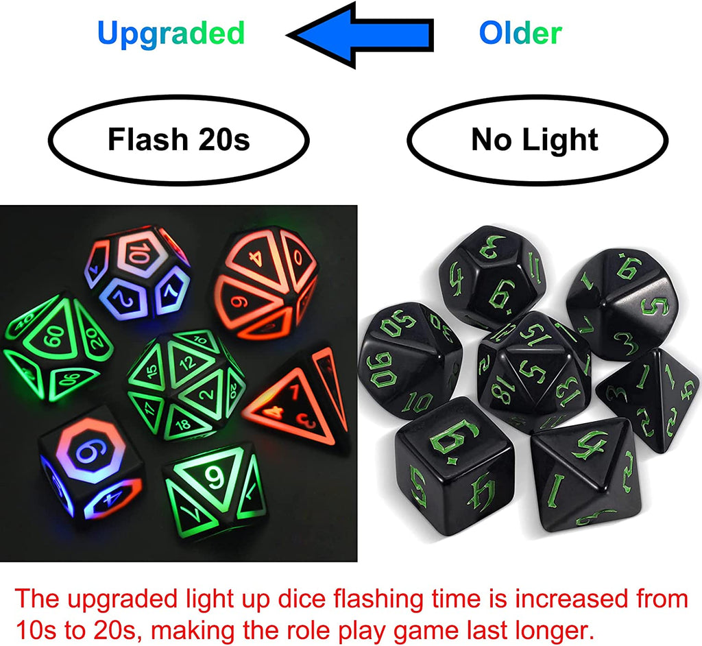LED Glow Dice Set with Charging Case M16219