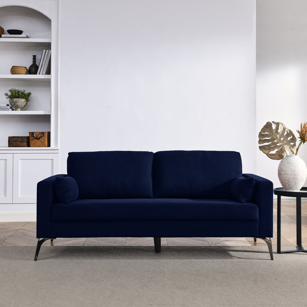 Navy Corduroy 3-Seater Sofa with Two Small Pillows M765