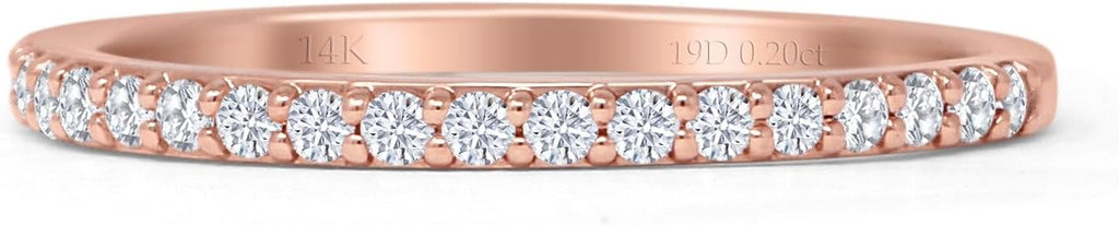 14K Rose Gold Half Eternity Band 0.12ct Natural Diamond Aquamarine O5044