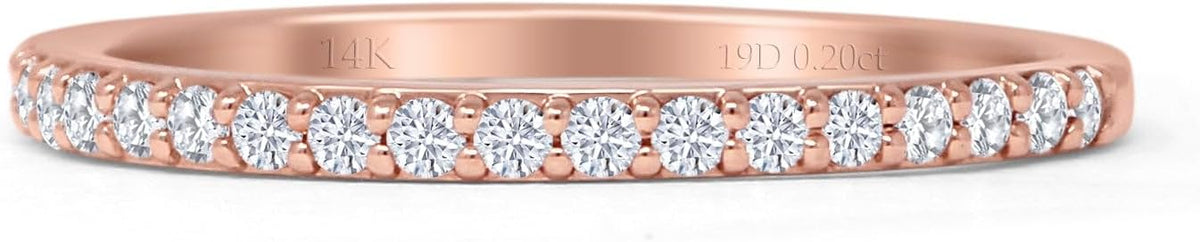 14K Rose Gold Half Eternity Band 0.12ct Natural Diamond Aquamarine O5044