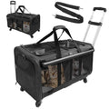 Double-Compartment Pet Rolling Carrier with Wheels B814