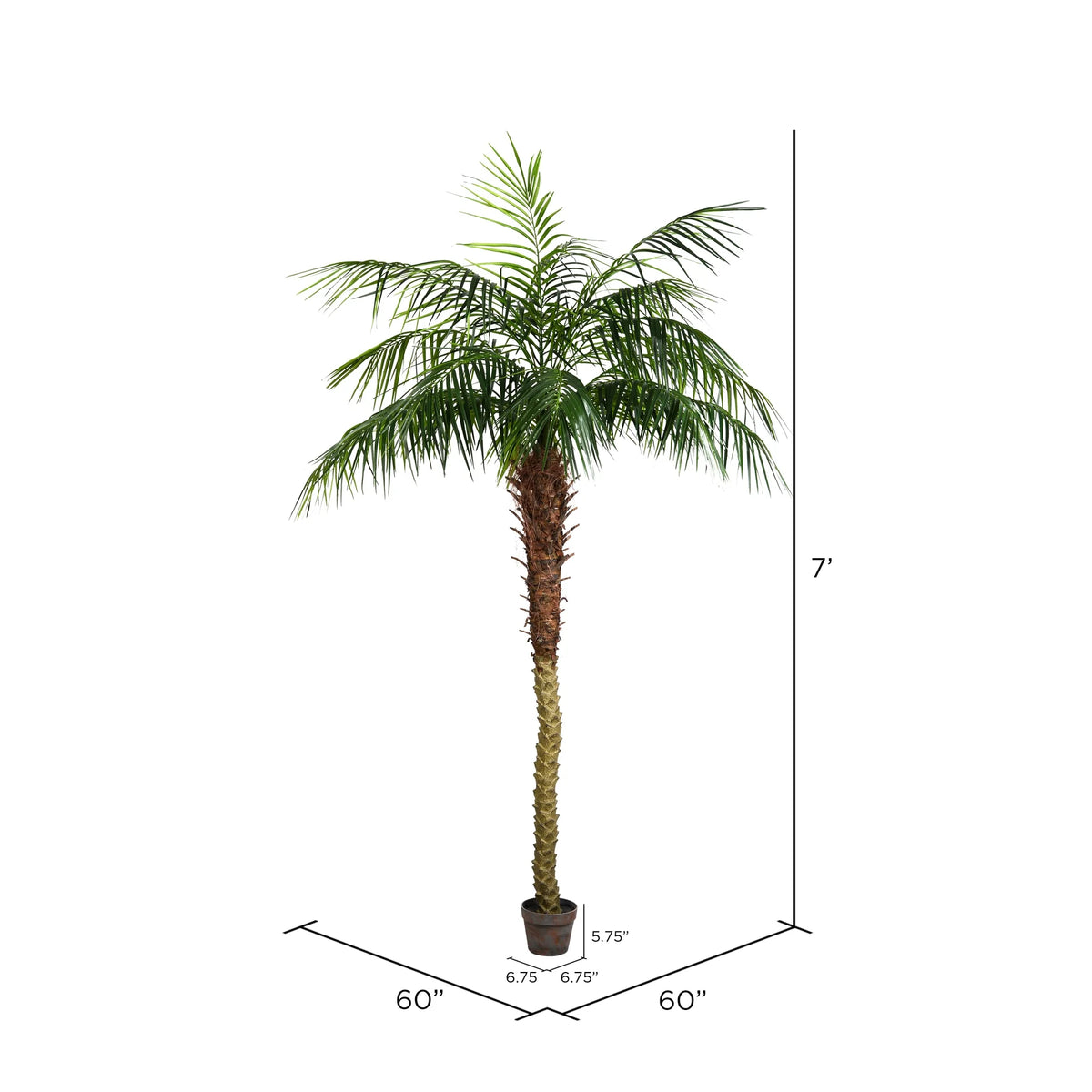 7' Artificial Potted Phoenix Palm Tree B2990
