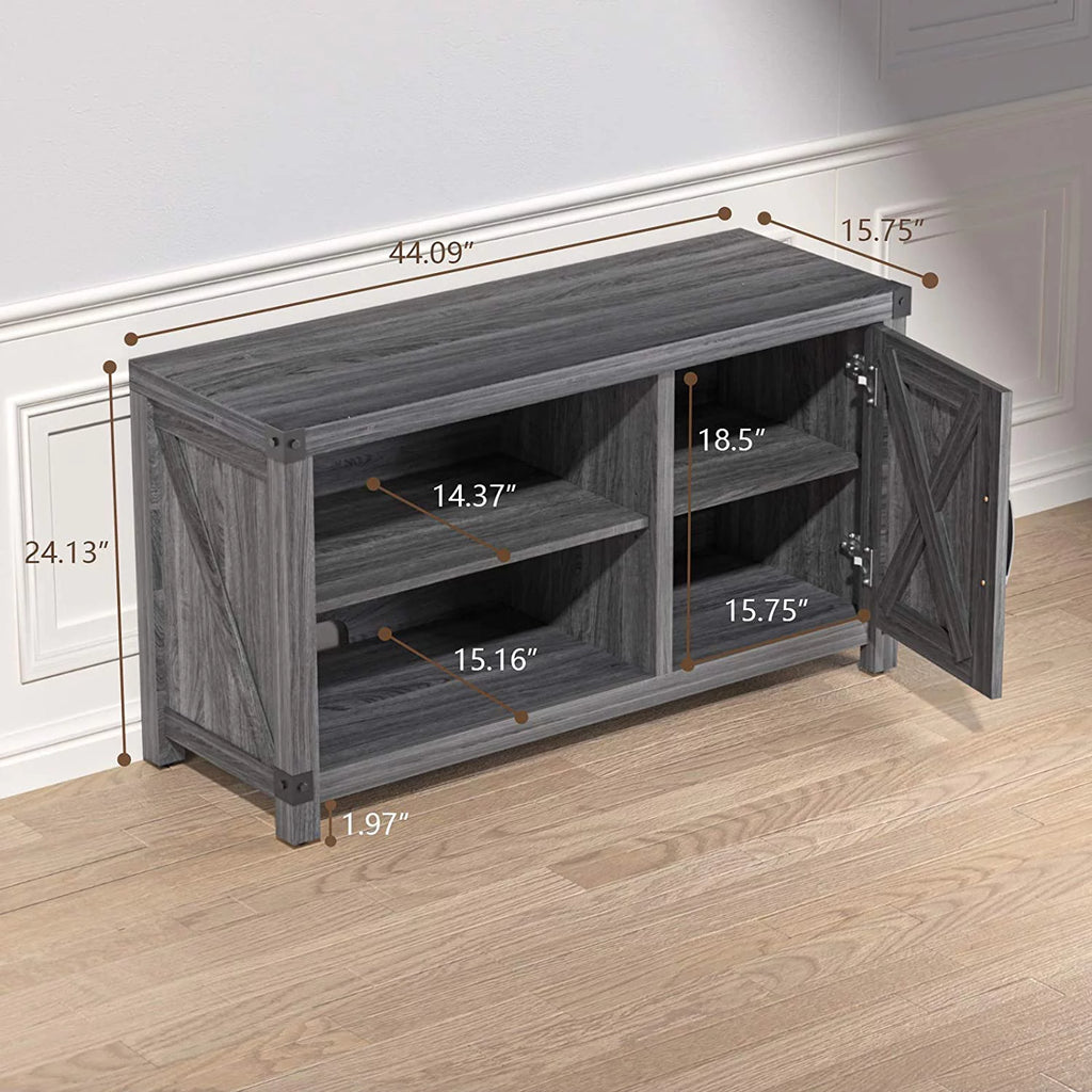 Grey Wood TV Stand with Storage A812705