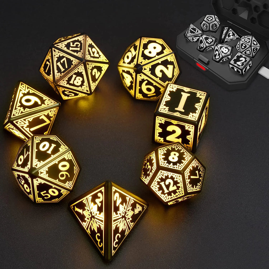 LED Glow Dice Set with Charging Case M16219