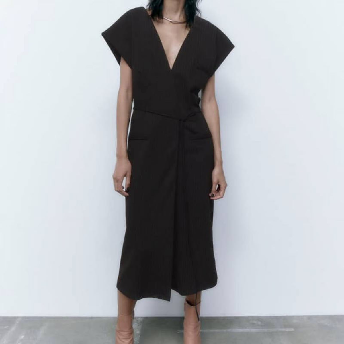 Pinstripe Midi Dress O2182
