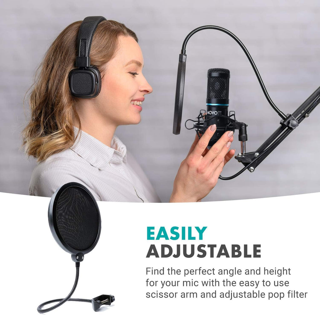 4-Pack XLR Condenser Microphone Bundle with Cardioid Mics, Desk Mount Stands, Shock Mounts, Pop Filters, and Audio Cables H886679