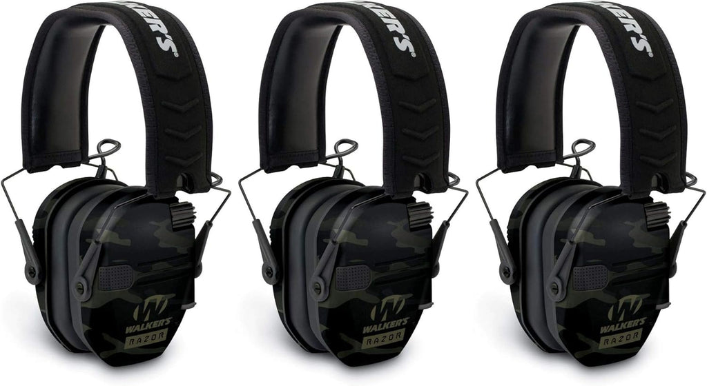 Razor Slim Electronic Shooting Muffs 3-Pack, Camo Black U953