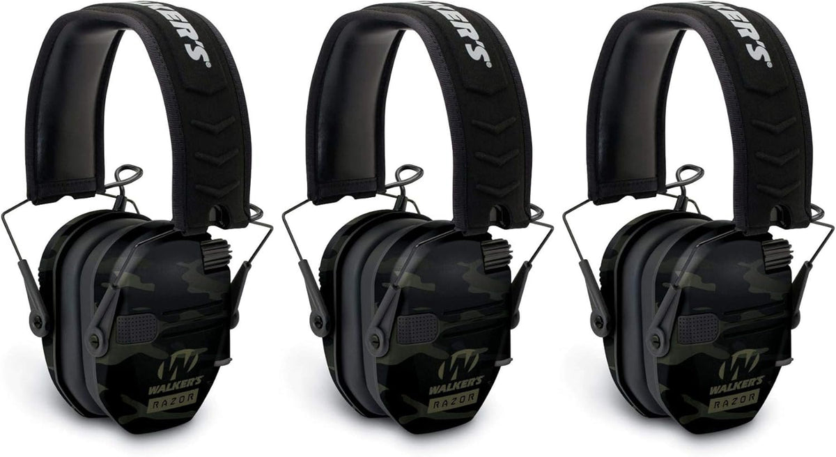 Razor Slim Electronic Shooting Muffs 3-Pack, Camo Black U953