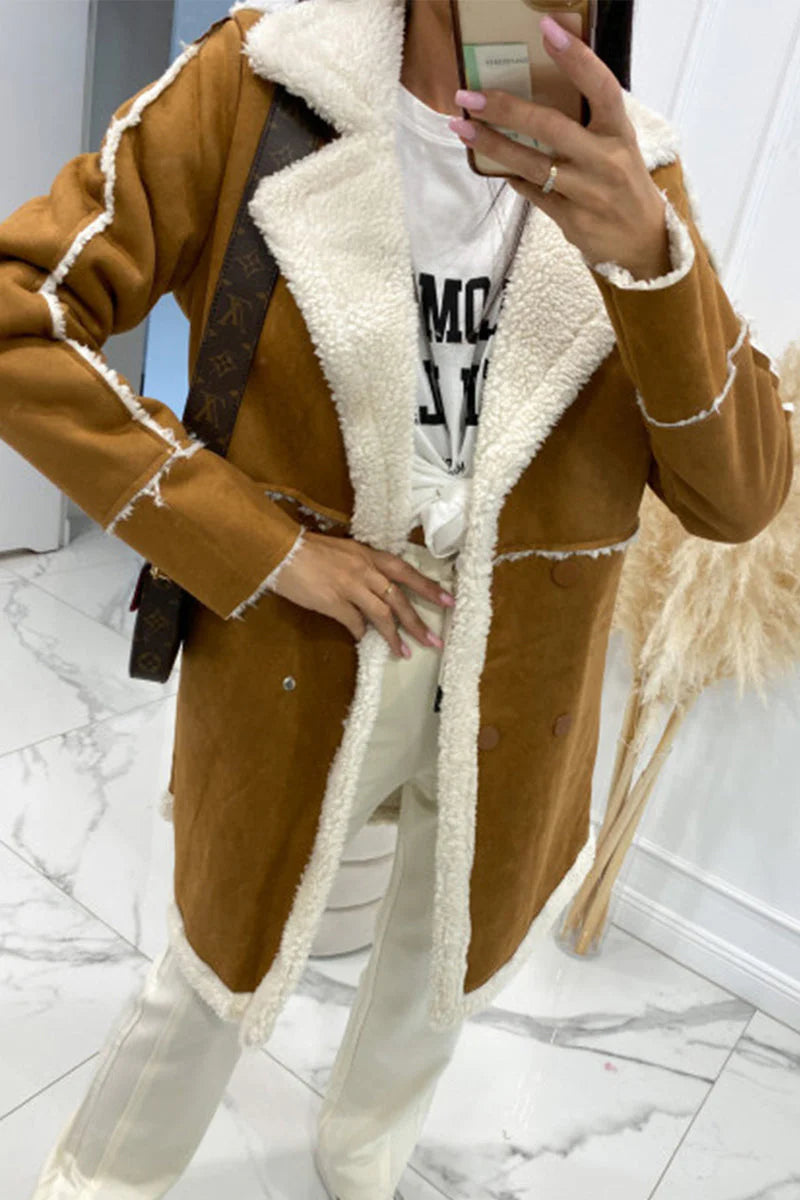 Solid Patchwork Pocket Half A Turtleneck Outerwear E142